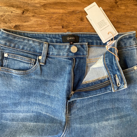 QUINCE High Rise Kick Flare Stretch Jean Blue Size 29 NWT Organic Cotton - Picture 4 of 12